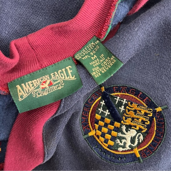 Vintage American Eagle Letterman Cardigan Jacket Mens Med Blue 90s Preppy - Picture 9 of 9